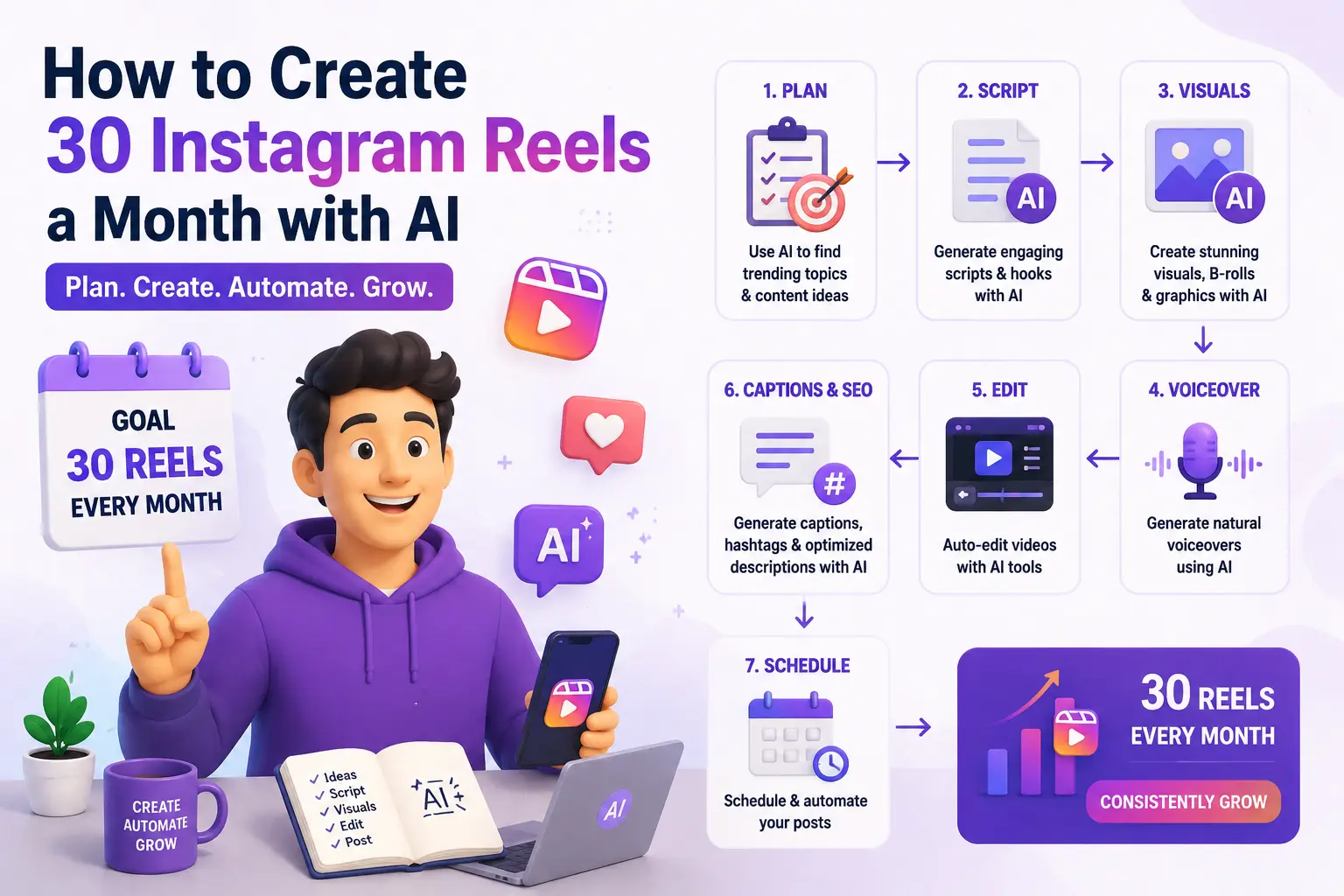 How to Create 30 Instagram Reels a Month with AI (Without Burning Out)